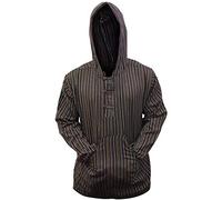 SHOPOHOLIC FASHION Multicolore Dharke Rayure Grand-Père Capuche Chemise, Léger - café Mix, Large