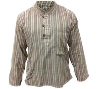 SHOPOHOLIC FASHION Multicolore Mix dharke Rayures léger Confortable Manches Longues Traditionnel Chemise Grand-père, Hippie Boho, S M L XL XXL XXXL - L. Gris Mix, XXX-Large