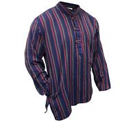Shopoholic Fashion Multicolore Mix dharke Rayures léger Confortable Manches Longues Traditionnel Chemise Grand-père, Hippie Boho, S M L XL XXL XXXL - Neuf Violet, Medium