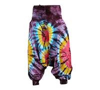SHOPOHOLIC FASHION Pantalon coloré Tie Dye Baggy Harem, Vêtements Hippies Coupe Ample Boho Brighter, Jaune Mix