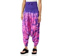 Shopoholic Fashion Pantalon coloré Tie Dye Baggy Harem, Vêtements Hippies Coupe Ample Boho Brighter, Violet Rose mélange