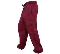 SHOPOHOLIC FASHION Pantalon Hippie bohème en Coton léger avec Poche latérale pour Homme, Bordeaux, 36-41