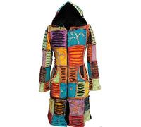 SHOPOHOLIC FASHION Pixie à Capuchon Brodé avec Découpé Couches Veste Longue - Multicolore, Multicolore, XXL