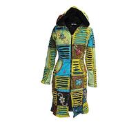 SHOPOHOLIC FASHION pour Femmes Fleurs brodé Doublure Polaire Hippie Veste Longue Manteau - Multi, Large