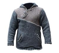 SHOPOHOLIC FASHION Sweat à Capuche en Laine Hippy Boho pour Homme avec Fermeture éclair et Doublure en Polaire, Marron, XX-Large