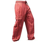 SHOPOHOLIC FASHION Unisexe Rayures Multicolores Wideleg Sidepocket Hippie Pantalon - Marron Mix, XXL