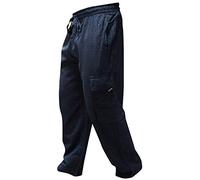 SHOPOHOLIC FASHION Unisexe Rayures Multicolores Wideleg Sidepocket Hippie Pantalon - Mélange Bleu, L