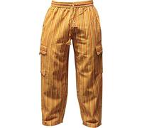 SHOPOHOLIC FASHION Unisexe Rayures Multicolores Wideleg sidepocket Hippie Pantalon - Orange Mix, Large