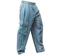 Shopoholic Fashion Unisexe Rayures Multicolores Wideleg Sidepocket Hippie Pantalon - Turquise Mix, 3XL