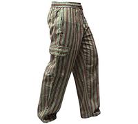 SHOPOHOLIC FASHION Unisexe Rayures Multicolores Wideleg sidepocket Hippie Pantalon - Vert Mix, Large