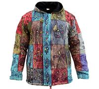 SHOPOHOLIC FASHION Veste à Capuche Patchwork pour Homme, Doublée en Polaire, Style Bohème Hippie, pour Festivals et Hiver, S
