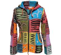 SHOPOHOLIC FASHION Veste à Capuche Pixie brodée délavée pour Femme, Sweat-Shirt à Manches Longues en Tissu de Coton côtelé Doux et Extensible, Pull coloré avec 2 Poches et Fermeture éclair, XXL
