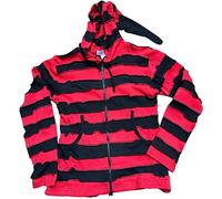 SHOPOHOLIC FASHION Veste D'extérieur à Capuche Pixie Rayée Patchwork pour Femme, Rouge, XL