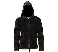SHOPOHOLIC FASHION Veste d'hiver pour homme avec doublure en polaire délavé coupe rasoir, Noir , XL