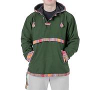 SHOPOHOLIC FASHION Veste Hippie De Festival Doublée Polaire pour Hommes Pull Bordure Hippie, (Vert, M)