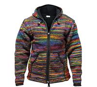 SHOPOHOLIC FASHION Veste Polaire Hippie en Laine Tie Dye pour Homme - Mehrfarbig, Schwarz, Large