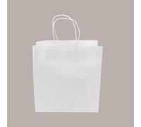 Shoppers Enveloppe papier blanc avec poignée cordon 28 + 20 H 31 cm gr 100 50 pièces Lucgel