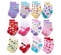 ShoppeWatch 12 paires de chaussettes pour bébé avec poignées antidérapant antidérapant pour enfants Bébés Unisexe 2T et 3T Walkers BBSK15G