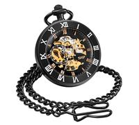 ShoppeWatch Montre a Gousset pour Homme avec Chaîne | Montre de Poche Vintage à remontage Manuel | Mouvement Mécanique | Accessoire de Costume Steampunk Ferroviaire des Années 1920 PW11