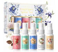SHOPPGO Coffret Parfum Femme, Brume Parfumée Femme, Mini Brume Corporelle Parfumée con Rose/Agrumes/Bégonia/L'iris/L'orchidée/Parfum Romantique Longue Durée, Format Voyage, 5 * 35ml