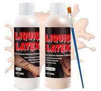 SHOPPGO SFX Lot de 2 pinceaux de maquillage en latex liquide pour le visage avec pinceau pour Halloween, plaies, rides, écaillage de la peau, peau de zombie, chair claire + blanc