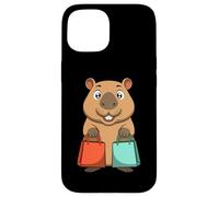 Shopping Capybara Cartoon Funny Water Pig avec Sacs Coque pour iPhone 15