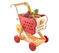 Shopping Car, Grocery Cart Set, Play Kitchen Accessories, 10.63x15.75x19.69 inches Educational Vegetable Fruit Toy for Preschool Learning Activities, Role-Playing, Family Fun Time