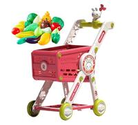 Shopping Cart For Kids 1-3 | Grocery Store Cart Play Set With Pretend Accessories - Dress Up & Pretend Play Kitchen Accessories Role Playing Trolley For Birthday Holidays Kindergarten Students Boys