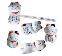 SHOPSTICK POSTER | Ceramic Mignon Cat Bopsticks Rest Dinner Spoon Stand | Stand de vaisselle en porcelaine de style japonais | 5pcs Bopsticks ménagers Reposez les ornements pour baguettes, cuillères,
