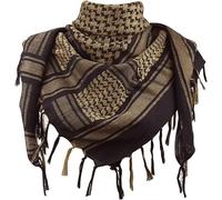 SHOPUKASA Écharpe tactique militaire en coton Shemagh Palestine Keffiyeh pour la tête et le cou Cadeau pour homme et femme + sac en papier, Marron/noir, Taille unique
