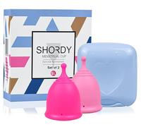 SHORDY Menstrual Cups Set of 2 (Small + Large) with Box | Flexible Coupe Menstruelle & Coupe Périodique | Jusqu'à 12 Heures de Protection Alternative Écologique aux Tampons, Disques, Serviettes (Pink)