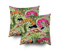 Shorping Lot de 2 housses de coussin courtes avec fermeture éclair - 40,6 x 40,6 cm - Motif floral et plantes américaines - Décoration pour canapé ou lit
