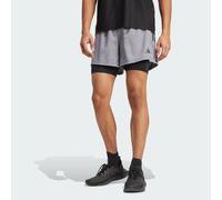 Short 2 en 1 adidas performance own the run gris homme