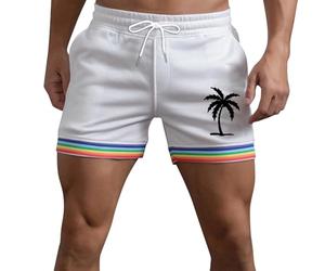 Short 2025 pour homme - Short d'été pour homme - Couleur unie - Arc-en-ciel - Poche - Cordon de serrage - Décontracté - Sport - Course - Short droit - Plage Gay