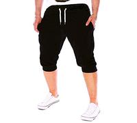 Short 3/4 pour homme - Short décontracté - Short de jogging pour homme - Short d'été pour homme chino - Short chino pour homme - Short d'entraînement slim fit - Short d'escalade M-2xl, Noir , M