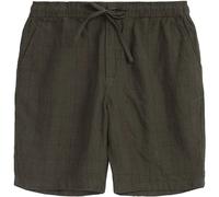 Short Ã carreaux en lin KnowledgeCotton Apparel Fig Vert S