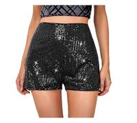Short à paillettes pour femme, taille haute, élastique, jambe droite, brillant, short sexy paillettes scintillantes pour fête, concert, pantalon chaud décontracté ample en forme de pour tenue de club