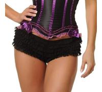 Short À Volants Pour Femme Y2K Lolita Bloomers Mini Boy Shorts Jupons Mignons Boxer Superposé Avec Volants Et Nœud(Black,S)