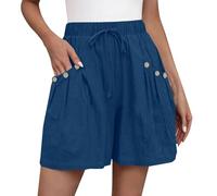 Short ample avec poches pour femme - Jupe short d'été - Pantalon de plage léger - Short de camping - Short de marche en bord de mer - Short de bain de soleil - Short de surf jusqu'à 50 ans et plus