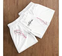Short ample décontracté pour homme à imprimé fleurs de cerisier, été L,M,S,XL,XSLettres,PlantesTissu tricoté