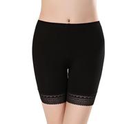 Short Anti Frottement Cuisse Femme Legging Court Panty Gainant Invisible Shorty Cycliste Dentelle Boxer Culottes sous-Vêtement Été pour Yoga Fitness Jogging Danse Course Gym (Noir,5XL)