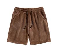Short Baggy Homme - Short en Cuir Droit À Plis Tendance pour Homme (Brown M)