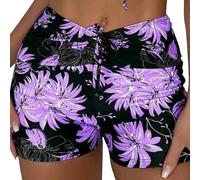 Short Bain Femme Taille Haute Élastique Sans Couture Maillot De Bain Shorty Respirante Avec Cordon de Serrage Boxer Imprimé Ventre Gainant Doux Et Respirant Short Plage Amaigrissant Leger Confort