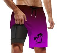 Short Bain Homme Maillot De 2 en 1 Nage Anti-Transparent avec Poche Shorts Étanche Séchage Rapide Court Zip Léger Résistant Au Chlore Boxer in Plage Piscine Sport Fitness Respirant