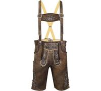 Short Bavarois Oktoberfest - Cuir véritable, Tenue Lederhosen Allemande pour Hommes (Brun, 36" Taille)