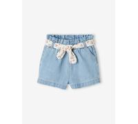 VERTBAUDET Short bébé Fille Paperbag avec Ceinture imprimée Denim Bleached 18M(81CM)