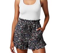 Short Bermuda Femme - Short Décontracté d'Été pour Femme avec Volants Élégants et Ceinture Cordon Ajustable Confortable Poches Pratiques