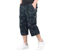 Short Bermuda Homme Cargo Pantacourt Casual en Coton Taille Élastique (FR/ES, Alpha/Lettres, L, Taille Normale, Taille Normale, Camouflage)