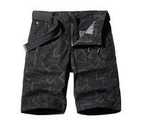 Short Bermuda Homme Cargo, Pantacourt Homme Cargo avec Poches Multiples Taille Élastique Classique Relaxed Fit Pantalon Court De Loisirs Outdoor Haute Utilité Grande Capacité De Rangement