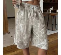 Short bermuda vintage vert camouflage à imprimé branches, style street, mode Y2K, jambes larges L,M,S,XL,XS,XXL,XXS,XXXL,XXXXLPlantesTissu tricoté